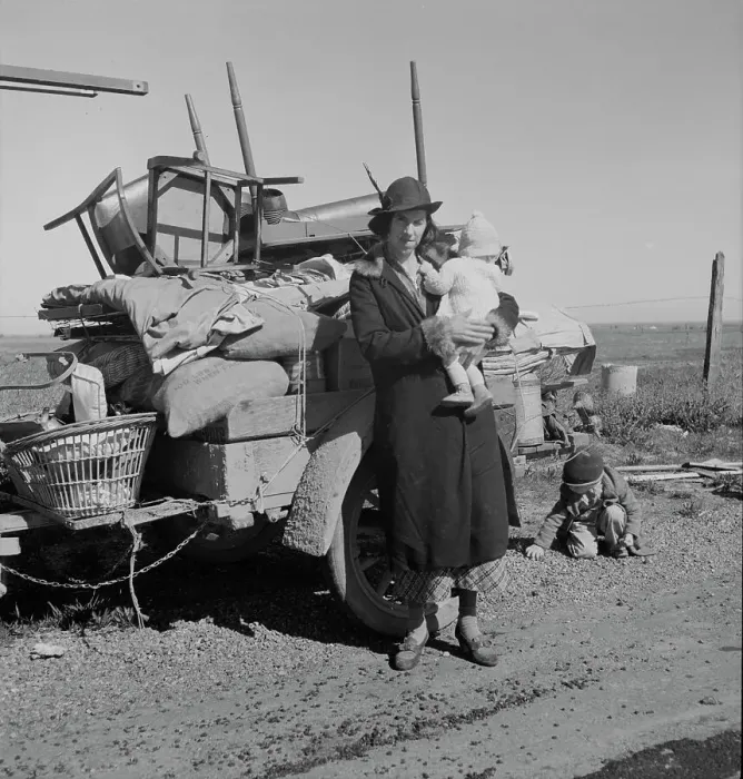 Framed Print : Missouri family of five, seven months from the drought area, 1937. Creator: Dorothea Lange Framed Print : Missouri family of five, seven months from the drought area, 1937. Creator: Dorothea Lange
