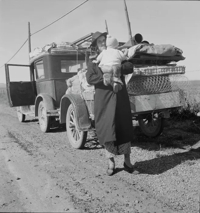 Framed Print : Missouri family...seven months from the drought area, 1937. Creator: Dorothea Lange Framed Print : Missouri family...seven months from the drought area, 1937. Creator: Dorothea Lange