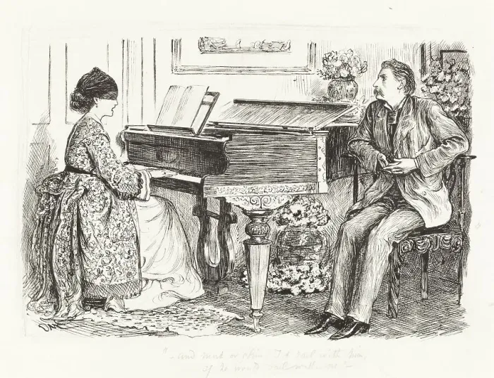 Framed Print : And mist or glim, I'd sail with him, if he would sail with me--, c. 1865. Creator: George du Maurier Framed Print : And mist or glim, I'd sail with him, if he would sail with me--, c. 1865. Creator: George du Maurier