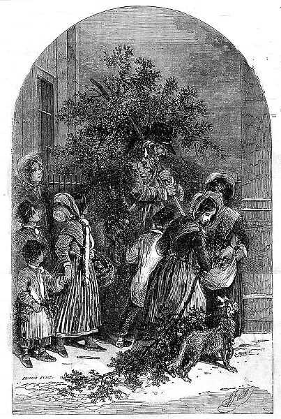 The Mistletoe Seller, drawn by Foster, 1854. Creator: Edmund Evans