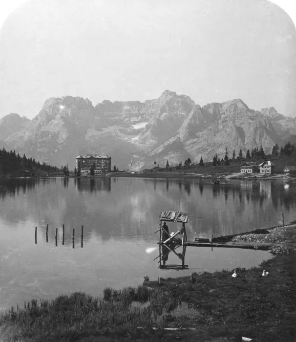 Framed Print : Misurina Lake, Sorapiss Peaks and the Dolomites, Italy, c1900. Artist: Wurthle & Sons Framed Print : Misurina Lake, Sorapiss Peaks and the Dolomites, Italy, c1900. Artist: Wurthle & Sons