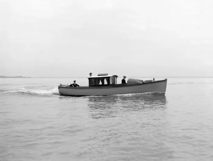 Framed Print : Mitcham cabin cruiser, 1914. Creator: Kirk & Sons of Cowes Framed Print : Mitcham cabin cruiser, 1914. Creator: Kirk & Sons of Cowes
