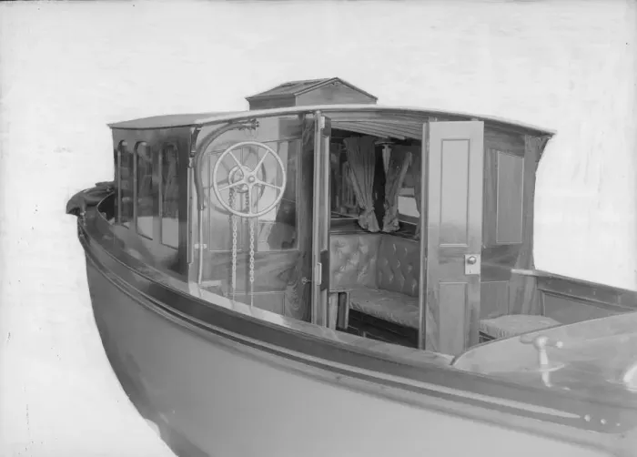 Framed Print : Mitcham cabin cruiser internal view, 1914. Creator: Kirk & Sons of Cowes Framed Print : Mitcham cabin cruiser internal view, 1914. Creator: Kirk & Sons of Cowes