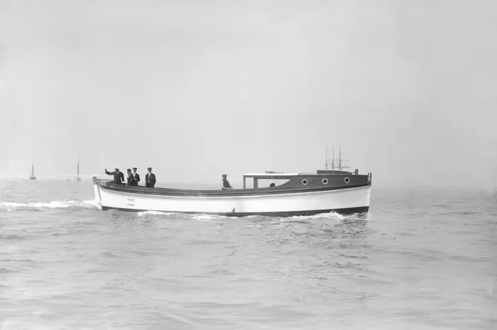 Framed Print : Mitcham motor launch, 1911. Creator: Kirk & Sons of Cowes Framed Print : Mitcham motor launch, 1911. Creator: Kirk & Sons of Cowes