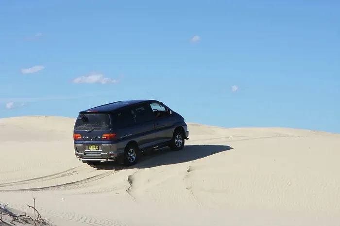 Framed Print : Mitsubishi Delica Space Gear V6 1996 in sand dunes New South Wales Australia Framed Print : Mitsubishi Delica Space Gear V6 1996 in sand dunes New South Wales Australia