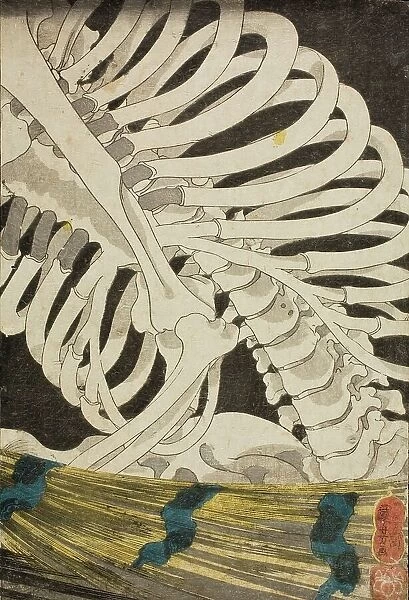 Mitsukuni and the Skeleton Specter (image 3 of 3), mid 1840s. Creator: Utagawa Kuniyoshi