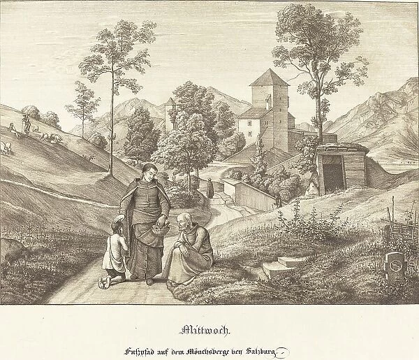 Mittwoch - Fusspfad auf dem Mönchsberge bey Salzburg (Wednesday - Footpath...), 1823. Creator: Ferdinand Olivier