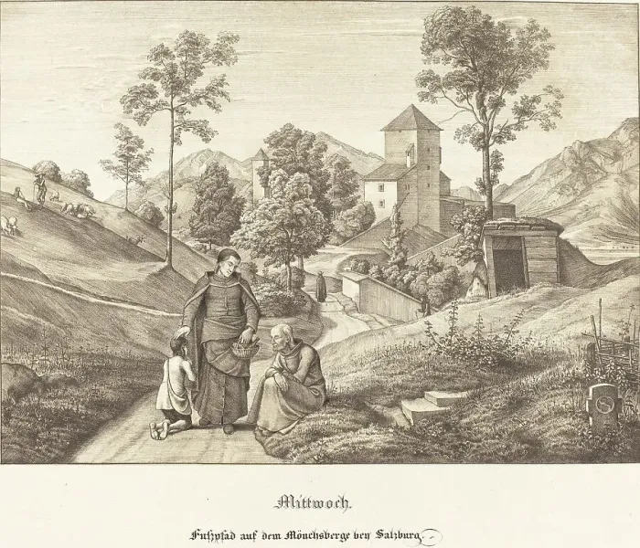 Framed Print : Mittwoch - Fusspfad auf dem Mönchsberge bey Salzburg (Wednesday - Footpath...), 1823. Creator: Ferdinand Olivier Framed Print : Mittwoch - Fusspfad auf dem Mönchsberge bey Salzburg (Wednesday - Footpath...), 1823. Creator: Ferdinand Olivier
