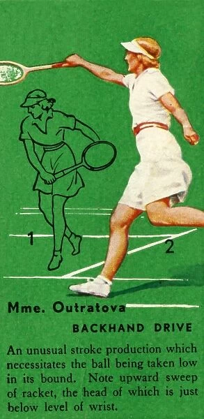Mme. Outratova - Backhand Drive, c1935. Creator: Unknown