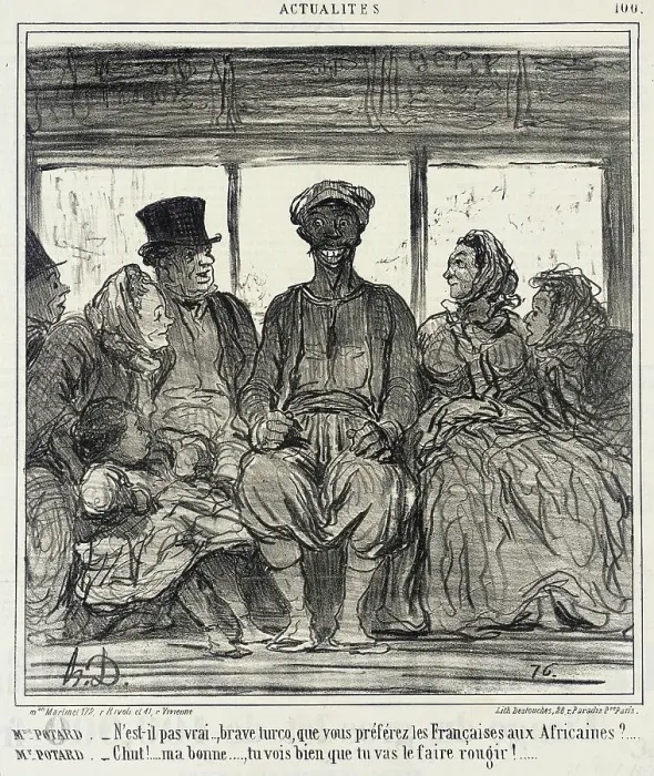 Framed Print : Mme. Potard. - N'est-il pas vrai, brave turco.. 1859. Creator: Honore Daumier Framed Print : Mme. Potard. - N'est-il pas vrai, brave turco.. 1859. Creator: Honore Daumier