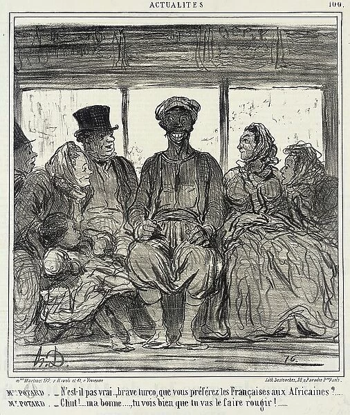 Mme. Potard. - N'est-il pas vrai, brave turco.. 1859. Creator: Honore Daumier