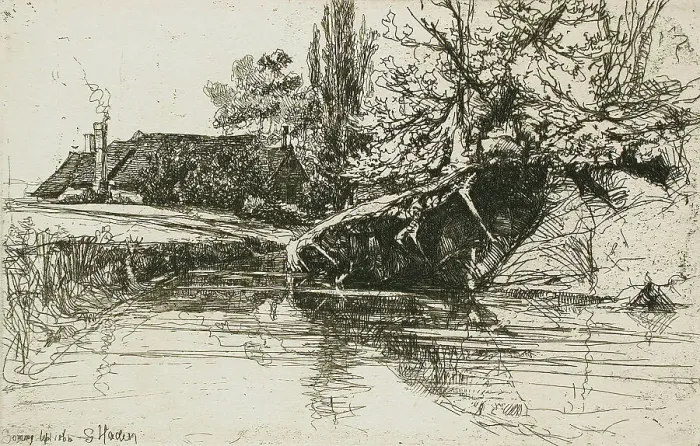 Framed Print : The Moat House, 1865. Creator: Francis Seymour Haden Framed Print : The Moat House, 1865. Creator: Francis Seymour Haden