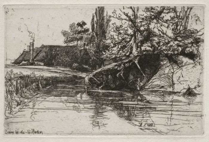 Framed Print : The Moat House, 1865. Creator: Francis Seymour Haden (British, 1818-1910) Framed Print : The Moat House, 1865. Creator: Francis Seymour Haden (British, 1818-1910)