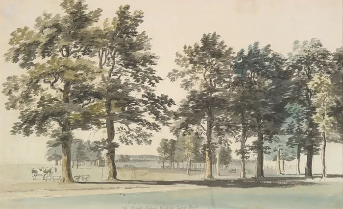 Framed Print : The Moat Island, Windsor Great Park, 1754-55 (?). Creator: Thomas Sandby Framed Print : The Moat Island, Windsor Great Park, 1754-55 (?). Creator: Thomas Sandby