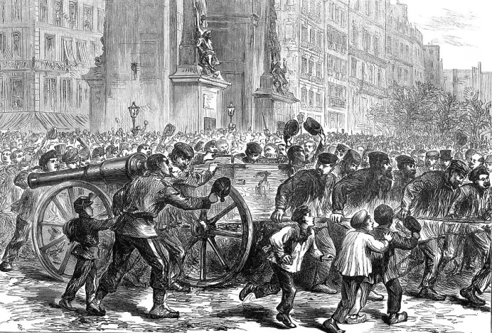 Framed Print : Mob of Paris carrying off the guns of National Guards, 1871. Creator: Unknown