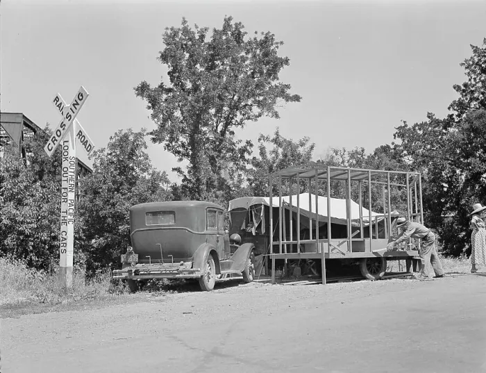 Framed Print : Mobile housing--a trend, California, 1935. Creator: Dorothea Lange Framed Print : Mobile housing--a trend, California, 1935. Creator: Dorothea Lange