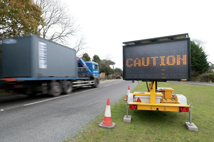 Framed Print : Mobile road matrix sign Framed Print : Mobile road matrix sign