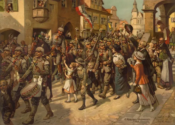 Framed Print : The Mobilization in 1914. Image to Schools History Teaching, 1915. Artist: Rohling, Carl (1849-1922) Framed Print : The Mobilization in 1914. Image to Schools History Teaching, 1915. Artist: Rohling, Carl (1849-1922)