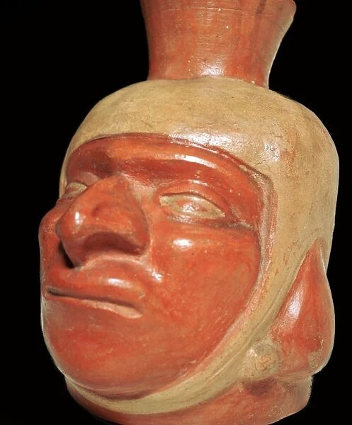 Mochica pottery vessel of a hook-nosed man