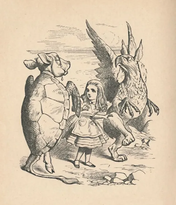 Framed Print : The Mock Turtle, Alice and The Gryphon, 1889. Artist: John Tenniel Framed Print : The Mock Turtle, Alice and The Gryphon, 1889. Artist: John Tenniel