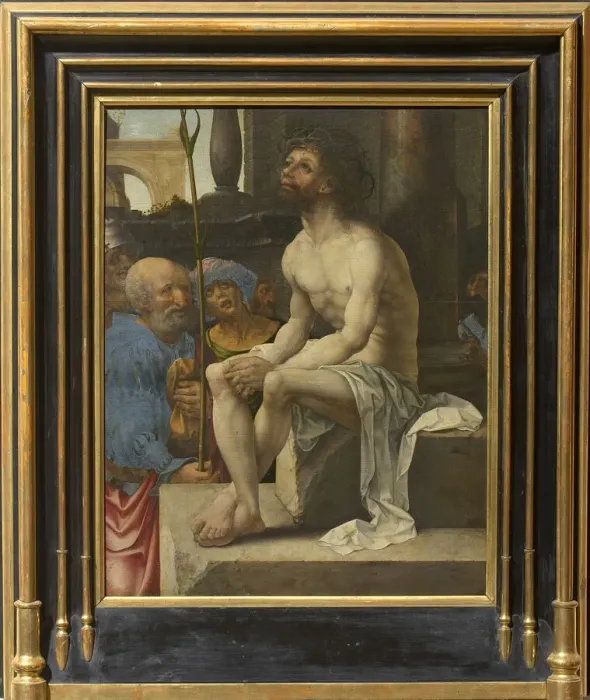 Framed Print : The Mocking of Christ, 1527. Creator: Gossaert, Jan (ca. 1478-1532) Framed Print : The Mocking of Christ, 1527. Creator: Gossaert, Jan (ca. 1478-1532)