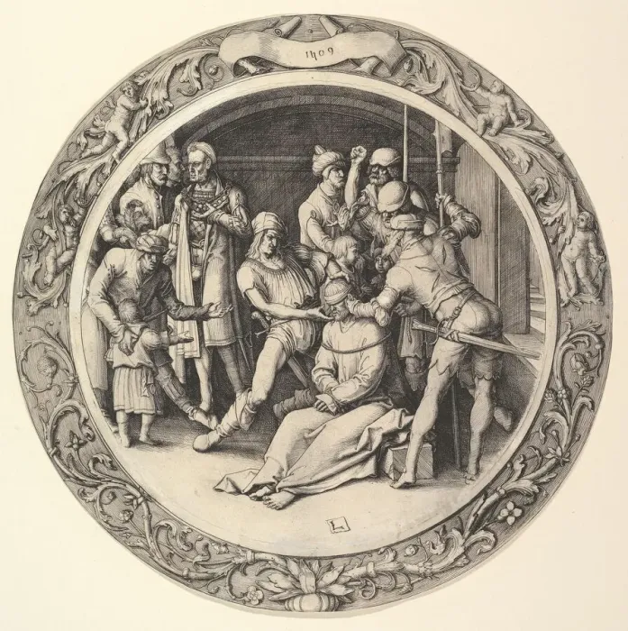 Framed Print : The Mocking of Christ, from the Circular Passion, 1509. Creator: Lucas van Leyden Framed Print : The Mocking of Christ, from the Circular Passion, 1509. Creator: Lucas van Leyden