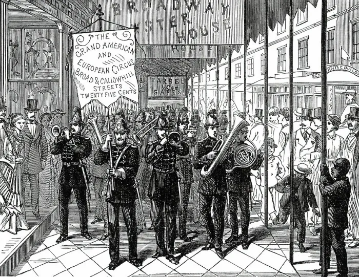 Framed Print : Mode of Advertising in Philadelphia, 1876. Creator: Unknown