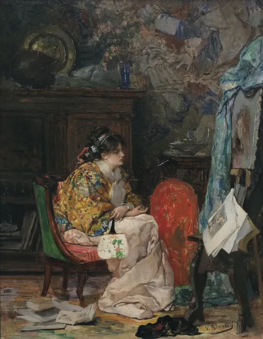 Framed Print : A model in the artists studio. Artist: Palmaroli y Gonzalez, Vicente (1834-1896) Framed Print : A model in the artists studio. Artist: Palmaroli y Gonzalez, Vicente (1834-1896)