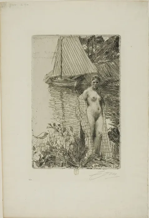 Framed Print : My Model and my Boat, 1894. Creator: Anders Leonard Zorn Framed Print : My Model and my Boat, 1894. Creator: Anders Leonard Zorn