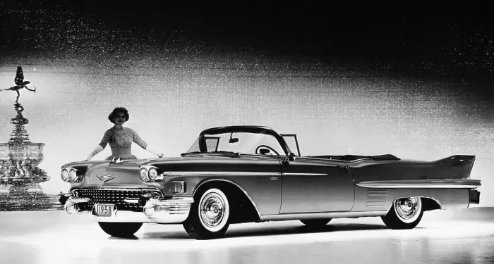 Framed Print : Model with a Cadillac car, 1958 Framed Print : Model with a Cadillac car, 1958