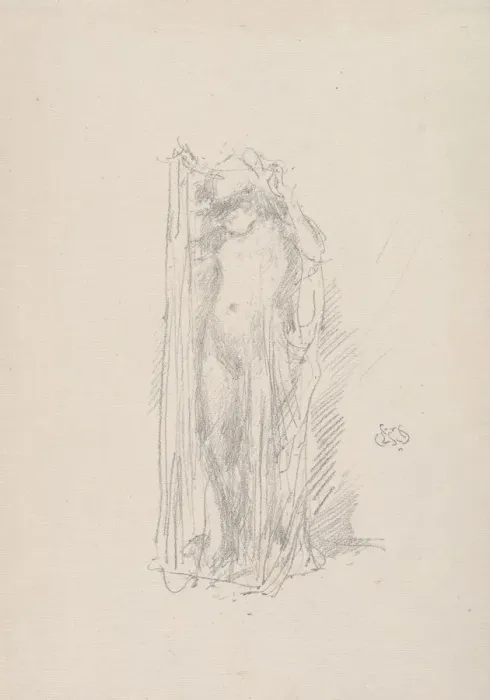 Framed Print : Model Draping, 1890. Creator: James McNeill Whistler (American, 1834-1903) Framed Print : Model Draping, 1890. Creator: James McNeill Whistler (American, 1834-1903)