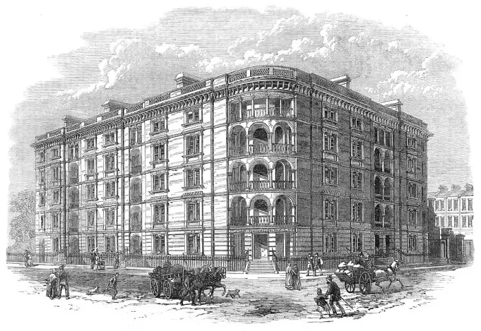 Framed Print : Model dwellings in The Mall, Kensington, 1868. Creator: Unknown Framed Print : Model dwellings in The Mall, Kensington, 1868. Creator: Unknown