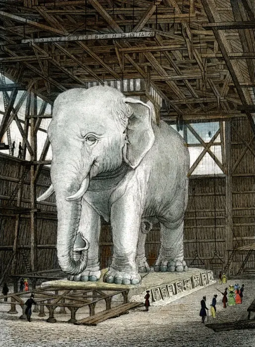 Framed Print : Model of the Elephant of the Place de la Bastille, c1834. Artist: Fenner Sears & Co Framed Print : Model of the Elephant of the Place de la Bastille, c1834. Artist: Fenner Sears & Co