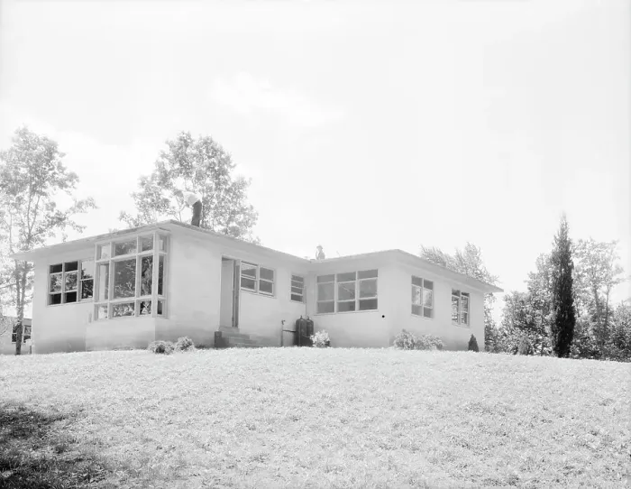 Framed Print : The model house, nearly completed, Hightstown, New Jersey, 1936. Creator: Dorothea Lange Framed Print : The model house, nearly completed, Hightstown, New Jersey, 1936. Creator: Dorothea Lange