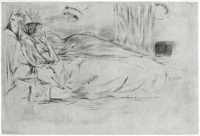 Framed Print : The Model, Lying Down, c1864 (1904). Artist: James Abbott McNeill Whistler Framed Print : The Model, Lying Down, c1864 (1904). Artist: James Abbott McNeill Whistler