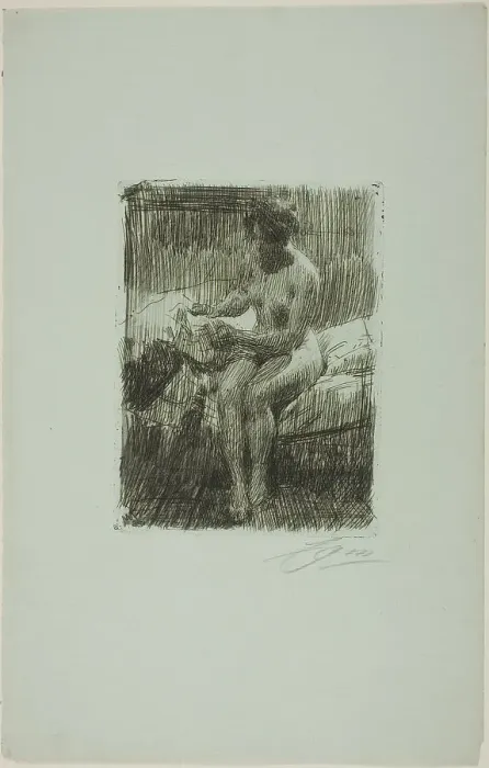 Framed Print : Model Reading, 1910. Creator: Anders Leonard Zorn Framed Print : Model Reading, 1910. Creator: Anders Leonard Zorn