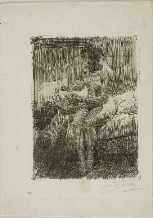 Framed Print : Model Reading, 1910. Creator: Anders Leonard Zorn Framed Print : Model Reading, 1910. Creator: Anders Leonard Zorn