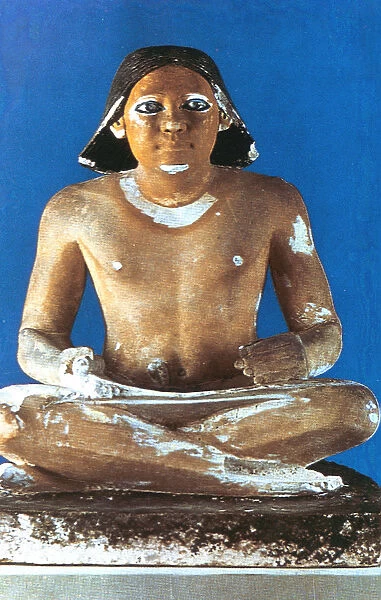 Model of a seated scribe, Ancient Egyptian, 5th Dynasty, 2498-2345 BC