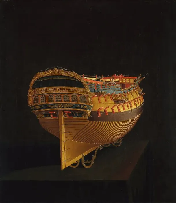 Framed Print : Model of a Ship, Stern View, 1740. Creator: Anon Framed Print : Model of a Ship, Stern View, 1740. Creator: Anon