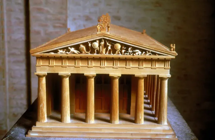 Framed Print : Model of the Temple of Aphaia at the Isle of Aegina, Greece, built c500-c480 BC Framed Print : Model of the Temple of Aphaia at the Isle of Aegina, Greece, built c500-c480 BC