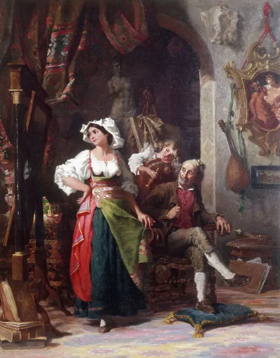 Framed Print : Modèles dans un atelier, pendant l'absence du peintre, 1869. Creator: Auguste Dutuit Framed Print : Modèles dans un atelier, pendant l'absence du peintre, 1869. Creator: Auguste Dutuit