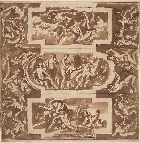 Modello for a Ceiling: Diana and the Dead Endymion, the Judgment of Paris, and... Death of Adonis. Creator: Nicolas Poussin
