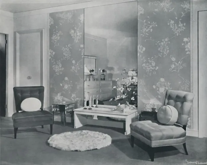 Framed Print : A modern bedroom inspired by the Chinese, 1942 Framed Print : A modern bedroom inspired by the Chinese, 1942