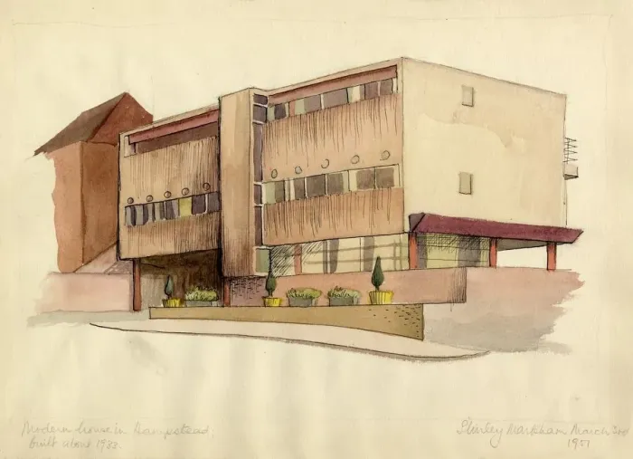Framed Print : Modern house in Hampstead, (1951). Creator: Shirley Markham