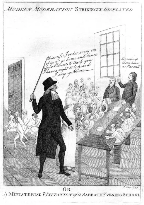 Framed Print : Modern moderation strikingly displayed, 1799. Artist: Kay