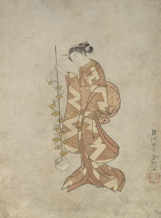 Framed Print : Modern Representation of the Poetess Kaga no Chiyo, ca. 1765. ca. 1765 Framed Print : Modern Representation of the Poetess Kaga no Chiyo, ca. 1765. ca. 1765