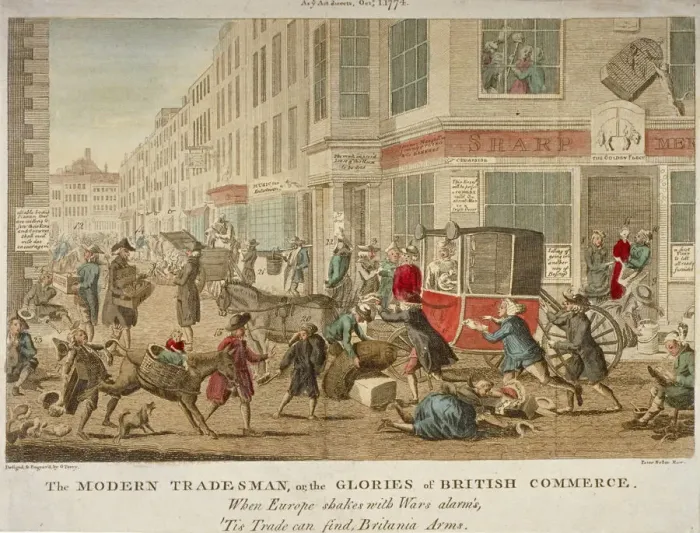 Framed Print : The modern tradesman, or the glories of British commerce, 1774. Artist: G Terry Framed Print : The modern tradesman, or the glories of British commerce, 1774. Artist: G Terry