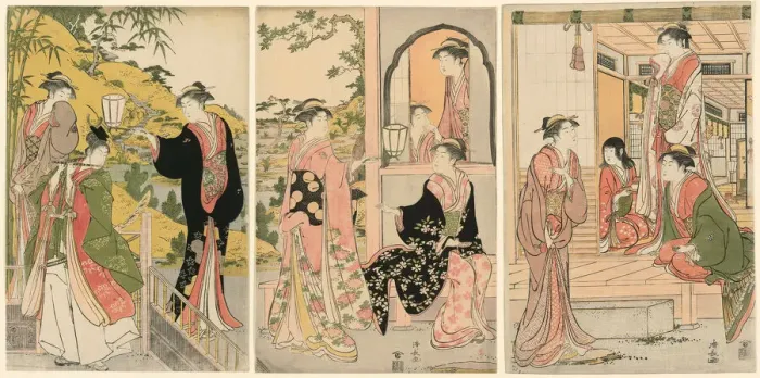 Framed Print : A Modern Version of Ushiwakamaru Serenading Princess Joruri, c. 1785 Framed Print : A Modern Version of Ushiwakamaru Serenading Princess Joruri, c. 1785