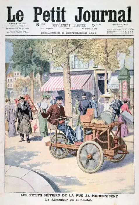 Framed Print : The Modernisation of the Street Traders: the Knife-Grinders Car, 1911 Framed Print : The Modernisation of the Street Traders: the Knife-Grinders Car, 1911