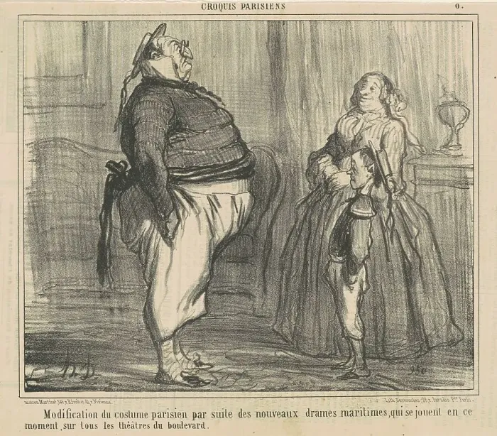 Framed Print : Modification du costume parisien... 19th century. Creator: Honore Daumier Framed Print : Modification du costume parisien... 19th century. Creator: Honore Daumier